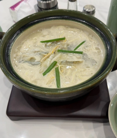 A bowl of yellow croaker noodle soup